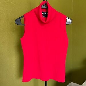 VINTAGE J.A.C. Red Sleeveless Turtleneck Knit Top size M